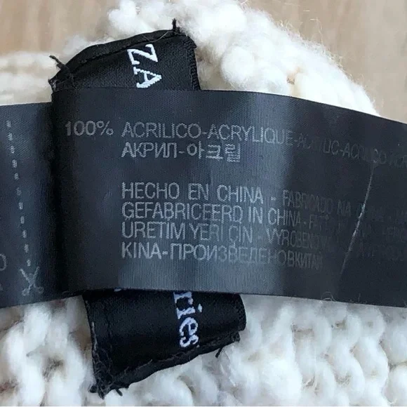 Zara Chunky Knit Pom Pom Hat Unisex Size M. - Picture 4 of 6